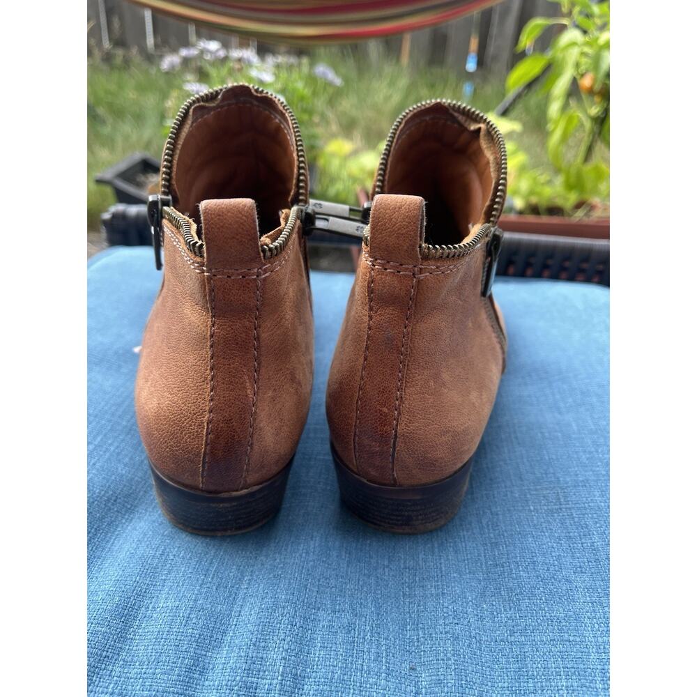 Lucky Brand LK Basel Leather Boots Bootie 10M Brown Side Zip Ankle - Picture 9 of 11
